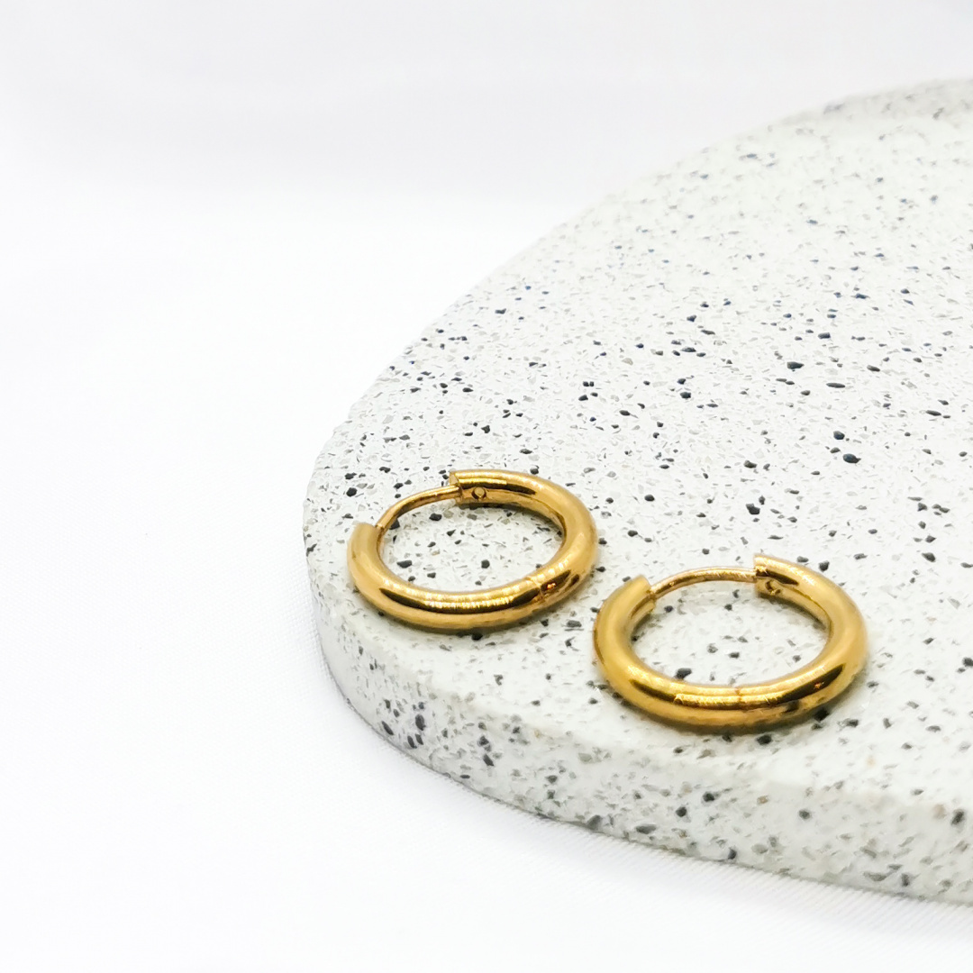 Kolczyki Glam, koła złote, 12mm Kolczyki Glam, koła złote, 12mm