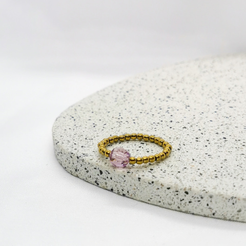 Pierścionek elastyczny Swarovski, lila róż Pierścionek elastyczny Swarovski, lila róż