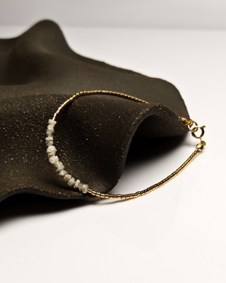 Bransoletka Glam, Surowe Diamenty, białe