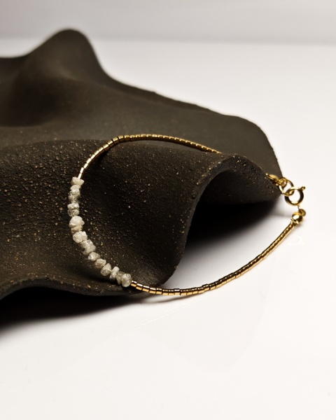 Bransoletka Glam, Surowe Diamenty, białe