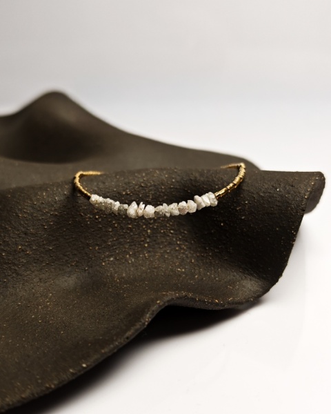 Bransoletka Glam, Surowe Diamenty, białe