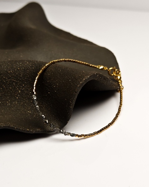 Bransoletka Glam, Surowe Diamenty, grafitowe