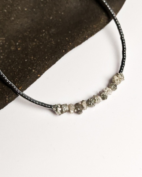 Bransoletka Glam, Surowe Diamenty, białe