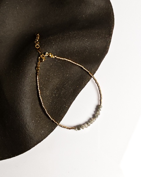 Bransoletka Glam, Surowe Diamenty, białe