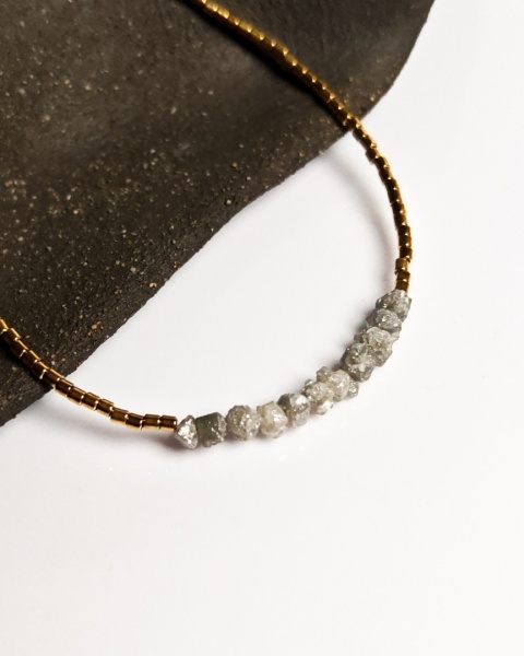 Bransoletka Glam, Surowe Diamenty, białe