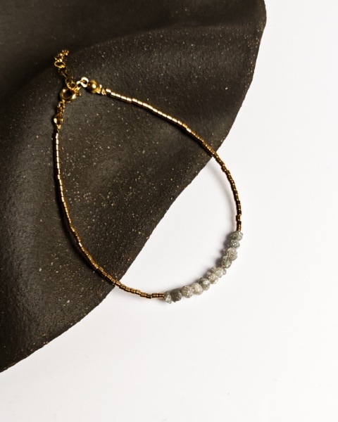 Bransoletka Glam, Surowe Diamenty, białe