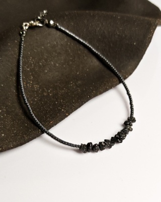Bransoletka Glam, Surowe Diamenty, czarne