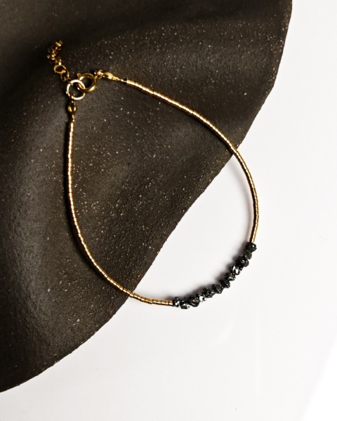 Bransoletka Glam, Surowe Diamenty, czarne
