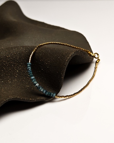 Bransoletka Glam, Surowe Diamenty, niebieskie