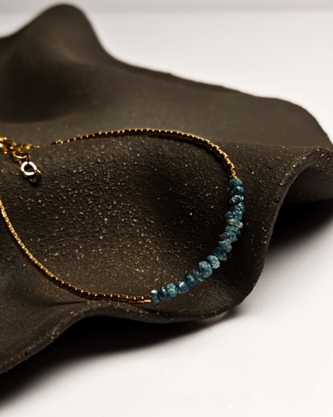 Bransoletka Glam, Surowe Diamenty, niebieskie