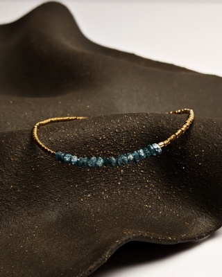 Bransoletka Glam, Surowe Diamenty, niebieskie