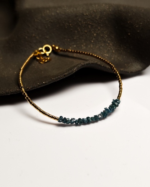 Bransoletka Glam, Surowe Diamenty, niebieskie