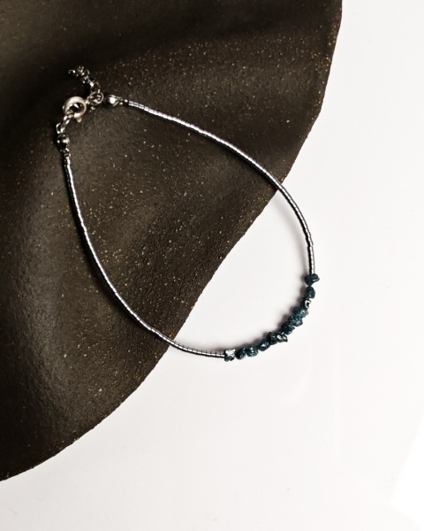 Bransoletka Glam, Surowe Diamenty, niebieskie