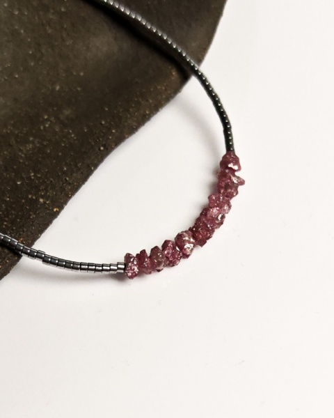 Bransoletka Glam, Surowe Diamenty, różowe