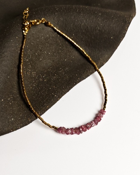 Bransoletka Glam, Surowe Diamenty, różowe