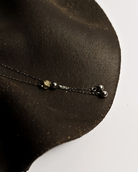 Naszyjnik Glam, regulowany surowy Piryt