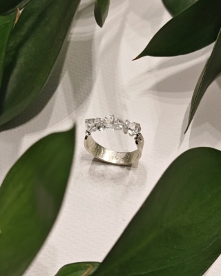 Pierścionek Glam, srebro, Herkimer