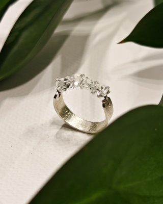 Pierścionek Glam, srebro, Herkimer